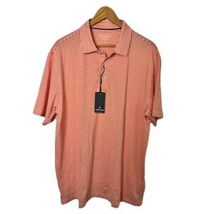 Michel Rouen Performance Polo Mens XL Orange Striped Stretch Golf NEW NWT